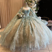 2024 Shiny Sweetheart Quinceañera Dress with Cape