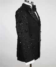 Luxury embellished double-breasted men’s suit and pants set for formal events or stage wear