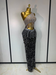 Laura sparkling rhinestone cutout maxi dress for a glamorous birthday celebration or evening party