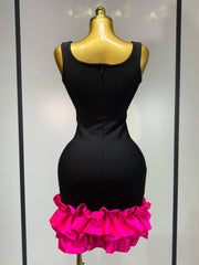 Envious Designs Sienna bodycon black ruffle sleeveless bandage dress for evening and cocktail party styling