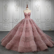 Pink Organza Ball Gown Quinceañera Dress