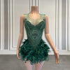Stunning Green Sparkly Crystals Beaded Birthday Dress