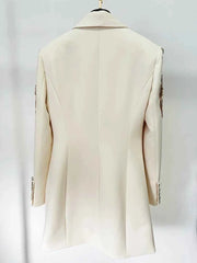 Women’s Shawl Collar Beaded Draped Blazer Dress