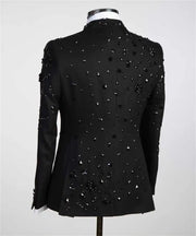 Luxury embellished double-breasted men’s suit and pants set for formal events or stage wear