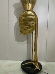 Toni Sparkly Gold Sexy Top Two Pieces Short Skirt Set