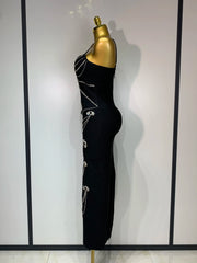 Samantha sexy sparkly beaded spaghetti strap bodycon bandage dress