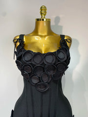 Fiona sexy sleeveless black fringe bodycon birthday party dress