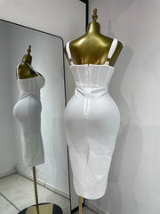 Envious Designs Emma sleeveless breast cups bodycon knee length bandage dress for evening and cocktail party styling