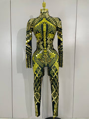 Gemini luxury shiny jumpsuit for women party night out statement outfit