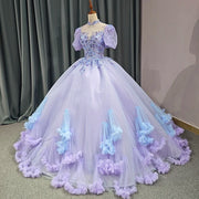 Embroidery High Neck Quinceañera Dress