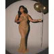 Gold Sequined Backless Birthday Dress