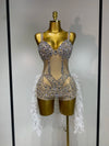 Sheree sheer mesh bodysuit featuring sparkling diamond-like embellishments for dance and stage performances