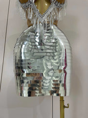 Angelique sparkling rhinestone tassel strapless two-piece birthday outfit for women party night out