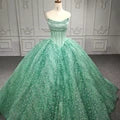 Scalloped Train Beaded Princess Quinceañera Gown