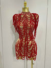 Sexy Fashion Short Dress Mesh Designer Rhinestones Chain Stage Costume 2025 Women Nightclub Celebrate Party Performance Outfit