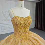 Gold Beading Quinceanera Dress