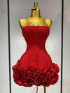 Envious Designs Mina sexy strapless backless flower embellished mini bandage dress for birthday and cocktail party styling