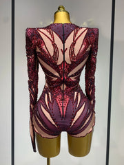 Alexis sexy sparkly rhinestone crystal leotard bodysuit