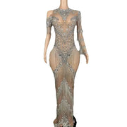 Nyra sexy silver chain fringe mesh see through dress with sparkling chain and fringe accents for women.