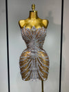 Ayah strapless rhinestone mini dress sexy sparkly short party dress for women.