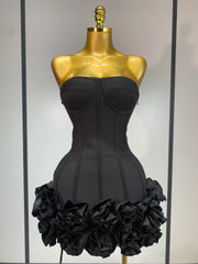 Envious Designs Mina sexy strapless backless flower embellished mini bandage dress for birthday and cocktail party styling