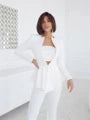 Women's Celestial Peplum Blazer with High Waisted Straight Pants