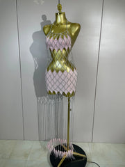 Envious Designs Charmaine sexy halter hollow out chain tassel dress for birthday and nightclub party styling