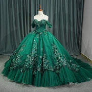 Luxury Green Organza Quinceanera Dress