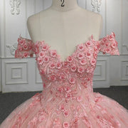 Floor-Length Beaded Applique Quinceañera Dress