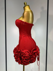 Envious Designs Mina sexy strapless backless flower embellished mini bandage dress for birthday and cocktail party styling