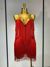 Candice Sexy Strapless Off-Shoulder Tassel Bandage Dress for Women | Elegant Bodycon Party Dress