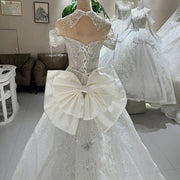 Classic Short Sleeves Wedding Dress With Sweep Train