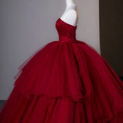 Shiny Red Organza Quinceañera Dress