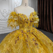 Yellow Organza Quinceañera Gown