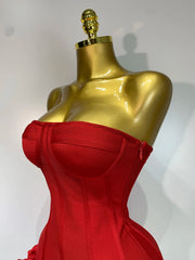 Envious Designs Mina sexy strapless backless flower embellished mini bandage dress for birthday and cocktail party styling