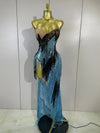 Railey sparkly diamond tassel side slit strapless mesh see-through long dress for nightclub and stage performance styling