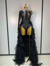 Black sheer performance bodysuit designed for singers, dancers and stage events