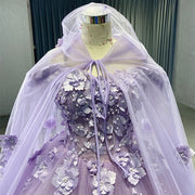 Purple Flowers Ball Gown Quinceañera Dress