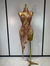 Jillian sparkly diamond sequin sheer mesh asymmetric bodycon dress