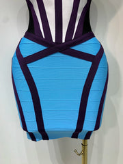 Look stunning in the Andrea bodycon patchwork mini bandage dress. Elegant party dress for birthdays, cocktail parties, date nights, and events.