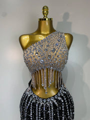 Laura sparkling rhinestone cutout maxi dress for a glamorous birthday celebration or evening party