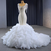 Ruffled Organza Mermaid Wedding Dress