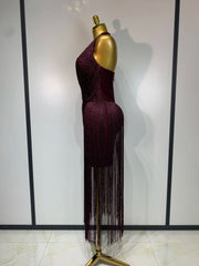 Ataska backless tassel bodycon dress with eye-catching details for a glamorous party look