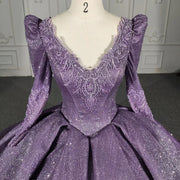 Purple V-neck Lace Quinceanera Dress