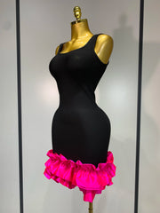 Envious Designs Sienna bodycon black ruffle sleeveless bandage dress for evening and cocktail party styling