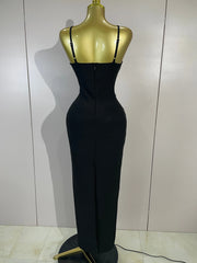 Envious Designs Diora elegant sparkly diamond halter sleeveless maxi bodycon bandage dress for evening party styling