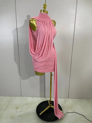 Jenika off shoulder ruched mesh tassel bodycon mini dress for women. Elegant party outfit for prom, birthdays, and evening events.