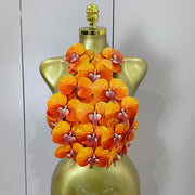 2025 summer rosered orange floral halter backless top – women’s sexy party & music festival outfit