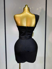 Luxury Birthday Dress Women  Sexy Backless Black Bodycon Bandage Mini Dress Celebrate Birthday Evening Party Fashion Dress