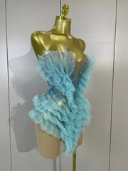 Envious Designs Angela sexy strapless mesh ruffled see-through mini dress for birthday and cocktail party styling